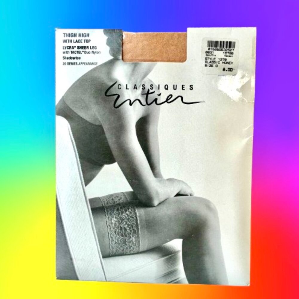 Classiques Entier Hosiery Thigh High Nylons Stockinigs LACE TOP HONEY size C